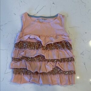 Mini Boden Pink Sequin Ruffle Top